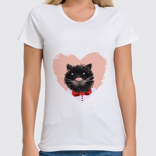 Заказать женскую футболку в Москве. Футболка классическая Портрет кота от Anna Lomachenko - готовые дизайны и нанесение принтов.