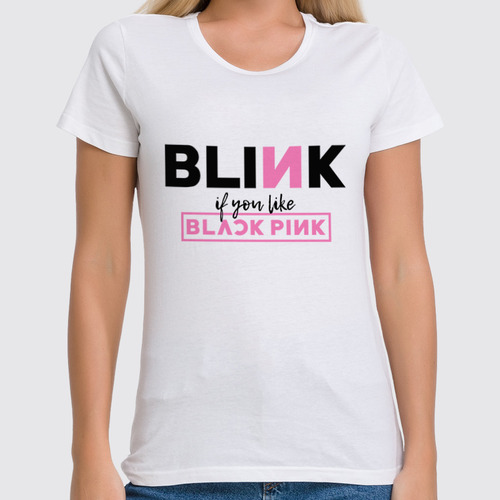 Заказать женскую футболку в Москве. Футболка классическая BLACKPINK BLINK от geekbox - готовые дизайны и нанесение принтов.