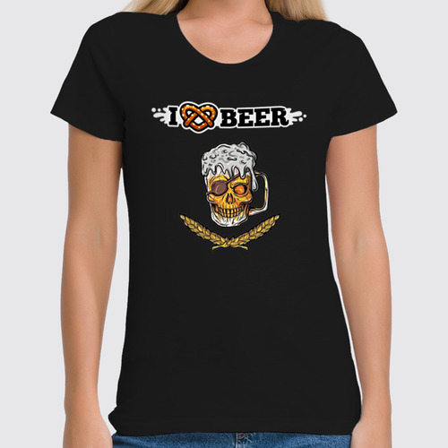 Заказать женскую футболку в Москве. Футболка классическая Я люблю пиво от Leichenwagen - готовые дизайны и нанесение принтов.