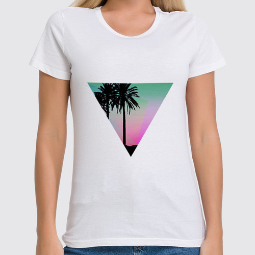 Заказать женскую футболку в Москве. Футболка классическая Miami Triangle от mecrag - готовые дизайны и нанесение принтов.