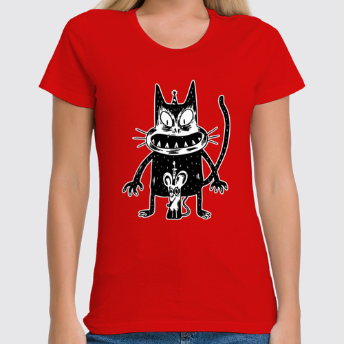 Заказать женскую футболку в Москве. Футболка классическая Cat&Mouse от balden - готовые дизайны и нанесение принтов.