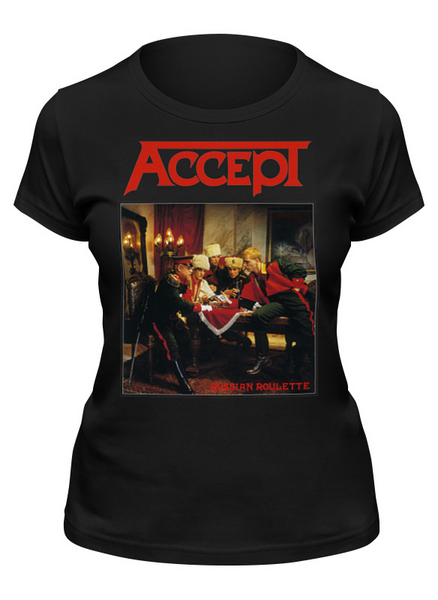 Заказать женскую футболку в Москве. Футболка классическая Accept band от Leichenwagen - готовые дизайны и нанесение принтов.