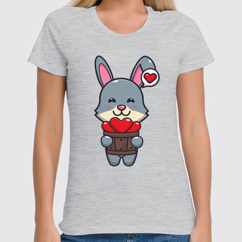 Заказать женскую футболку в Москве. Футболка классическая Кролик с сердечками от skynatural - готовые дизайны и нанесение принтов.