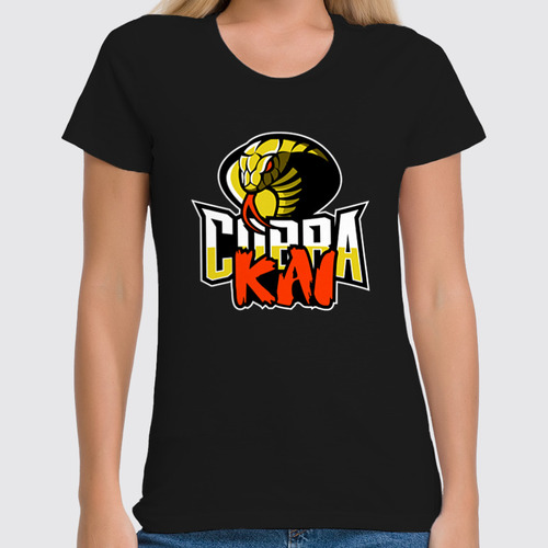 Заказать женскую футболку в Москве. Футболка классическая Cobra Kai от skynatural - готовые дизайны и нанесение принтов.
