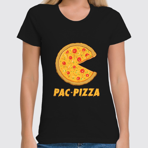 Заказать женскую футболку в Москве. Футболка классическая Пак-Пицца от printik - готовые дизайны и нанесение принтов.