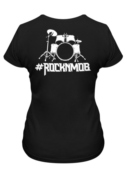 Заказать женскую футболку в Москве. Футболка классическая Rocknmob - ударник от accs@rocknmob.com - готовые дизайны и нанесение принтов.