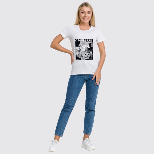 Заказать женскую футболку в Москве. Футболка классическая SLOW DEATH T-shirt от BigBrother - готовые дизайны и нанесение принтов.