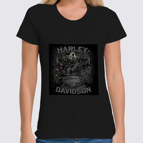 Заказать женскую футболку в Москве. Футболка классическая Harley Davidson от Виктор Гришин - готовые дизайны и нанесение принтов.