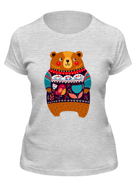 Заказать женскую футболку в Москве. Футболка классическая Русский медведь от T-shirt print  - готовые дизайны и нанесение принтов.