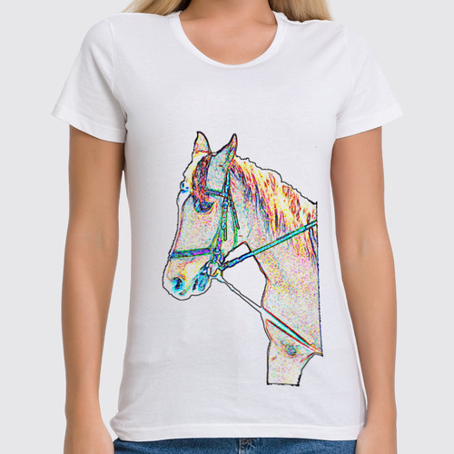 Заказать женскую футболку в Москве. Футболка классическая Лошадь. Horse от Aidizaina  - готовые дизайны и нанесение принтов.