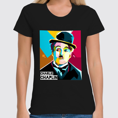 Заказать женскую футболку в Москве. Футболка классическая Чарли Чаплин от Zamula - готовые дизайны и нанесение принтов.