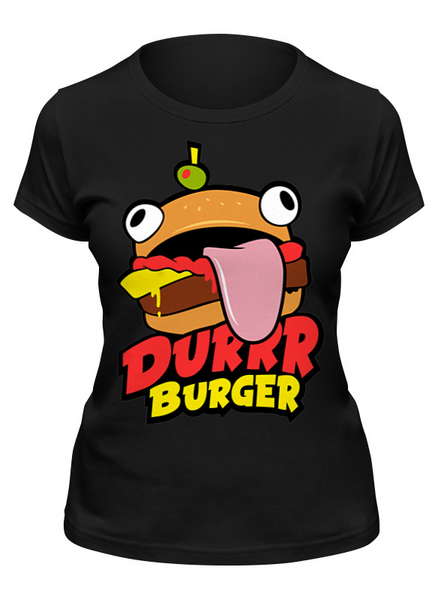 Заказать женскую футболку в Москве. Футболка классическая Fortnite Durrr Burger от geekbox - готовые дизайны и нанесение принтов.