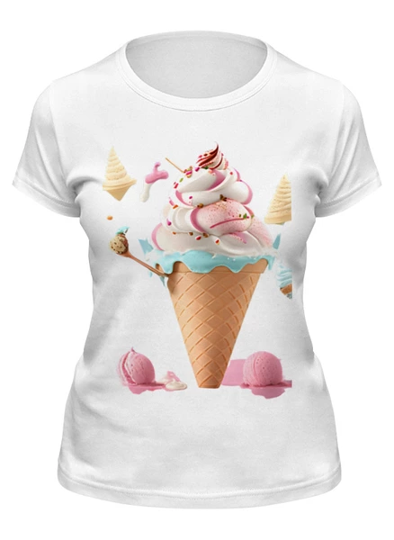 Заказать женскую футболку в Москве. Футболка классическая мороженое от Ammar Salman - готовые дизайны и нанесение принтов.