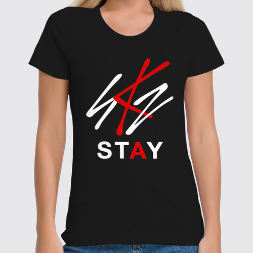 Заказать женскую футболку в Москве. Футболка классическая STRAY KIDS  от geekbox - готовые дизайны и нанесение принтов.