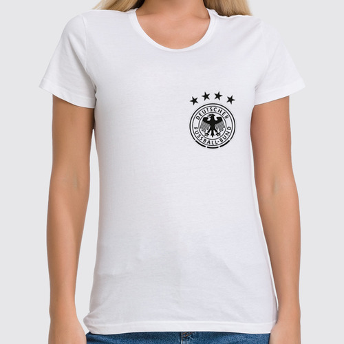 Заказать женскую футболку в Москве. Футболка классическая Сборная Германии по футболу 2016 от raffy - готовые дизайны и нанесение принтов.