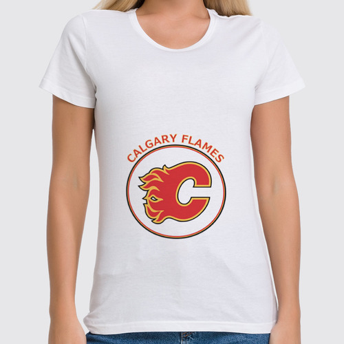 Заказать женскую футболку в Москве. Футболка классическая Calgary Flames от kspsshop - готовые дизайны и нанесение принтов.