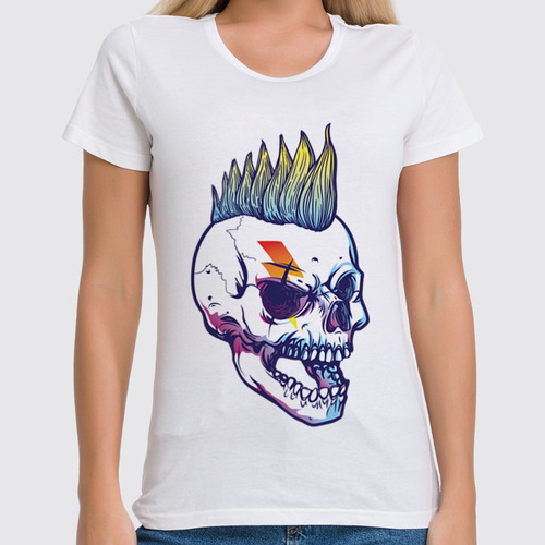 Заказать женскую футболку в Москве. Футболка классическая Rock Skull от Jimmy Flash - готовые дизайны и нанесение принтов.