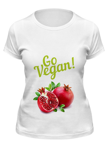 Заказать женскую футболку в Москве. Футболка классическая Go Vegan! от vegan@thespaceway.info - готовые дизайны и нанесение принтов.