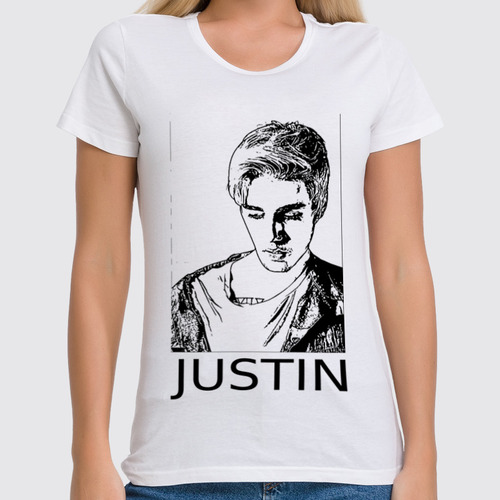 Заказать женскую футболку в Москве. Футболка классическая Justin Bieber  от cherdantcev - готовые дизайны и нанесение принтов.