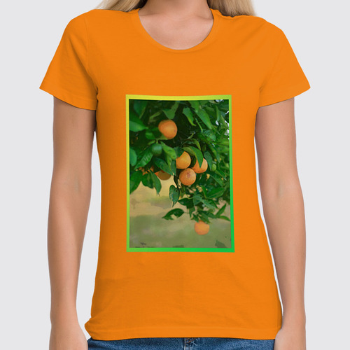 Заказать женскую футболку в Москве. Футболка классическая Апельсины от ElenaE  - готовые дизайны и нанесение принтов.