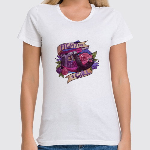 Заказать женскую футболку в Москве. Футболка классическая [CS:GO Stickers] Fight like a Girl от nakalyae7 - готовые дизайны и нанесение принтов.