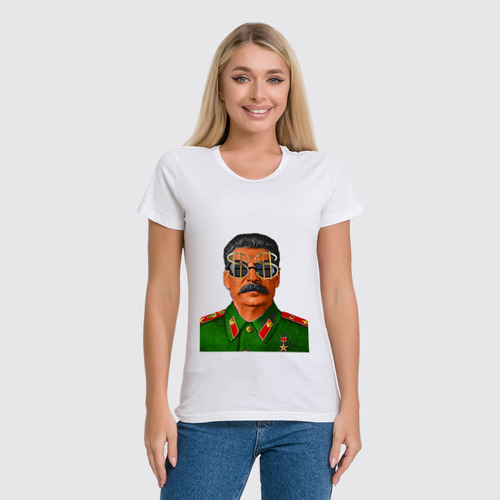 Заказать женскую футболку в Москве. Футболка классическая Сталин от Vinli.shop  - готовые дизайны и нанесение принтов.