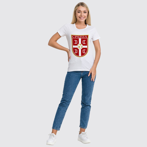 Заказать женскую футболку в Москве. Футболка классическая Сборная Сербии от geekbox - готовые дизайны и нанесение принтов.