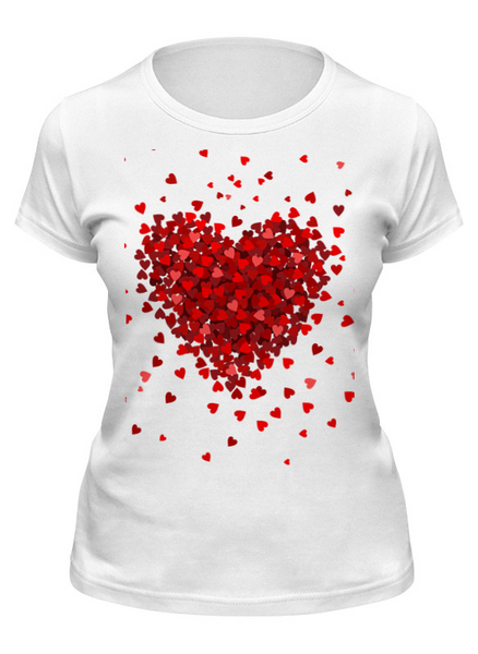 Заказать женскую футболку в Москве. Футболка классическая сердечки  от olisa - готовые дизайны и нанесение принтов.