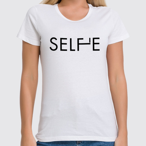 Заказать женскую футболку в Москве. Футболка классическая SELFI от T-shirt print  - готовые дизайны и нанесение принтов.