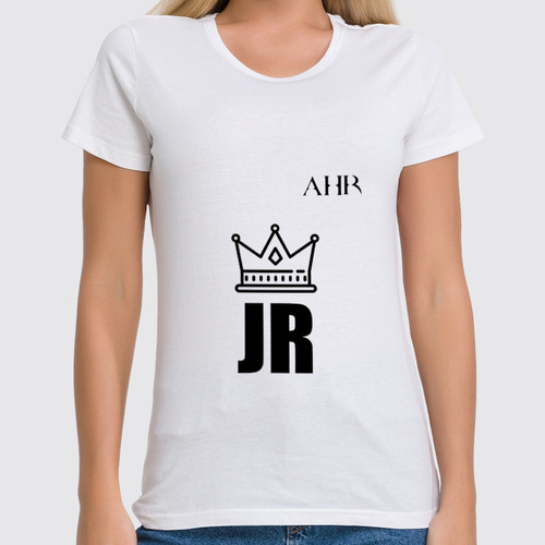 Заказать женскую футболку в Москве. Футболка классическая JR x AHR от Коля Русанов - готовые дизайны и нанесение принтов.