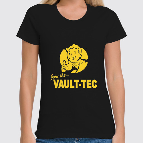 Заказать женскую футболку в Москве. Футболка классическая Fallout  Vault-Tec от cherdantcev - готовые дизайны и нанесение принтов.