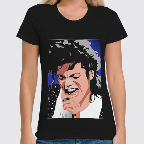 Заказать женскую футболку в Москве. Футболка классическая Michael Jackson  от KinoArt - готовые дизайны и нанесение принтов.