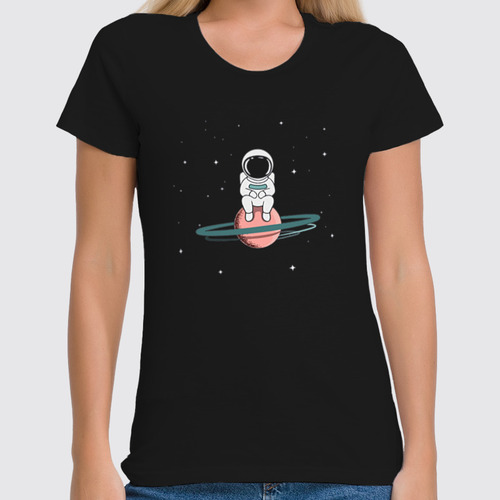 Заказать женскую футболку в Москве. Футболка классическая Космонавт на Сатурне от MariYang  - готовые дизайны и нанесение принтов.