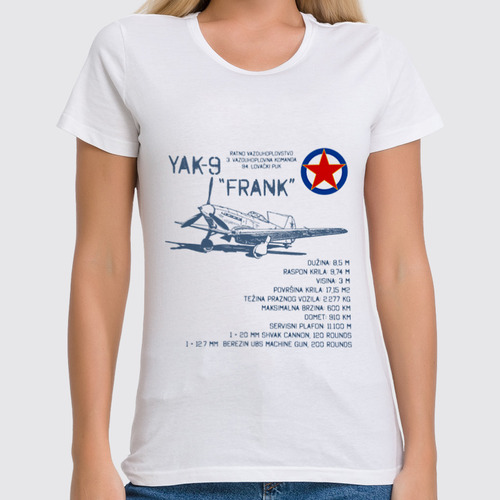 Заказать женскую футболку в Москве. Футболка классическая Як-9 "Frank" от Рустам Юсупов - готовые дизайны и нанесение принтов.