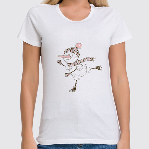 Заказать женскую футболку в Москве. Футболка классическая Снеговик от THE_NISE  - готовые дизайны и нанесение принтов.