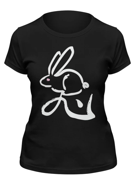 Заказать женскую футболку в Москве. Футболка классическая Кролик - иероглиф от skynatural - готовые дизайны и нанесение принтов.