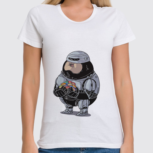 Заказать женскую футболку в Москве. Футболка классическая Fat Robocop от priceless - готовые дизайны и нанесение принтов.