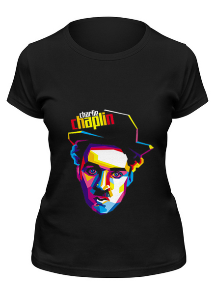Заказать женскую футболку в Москве. Футболка классическая Чарльз Чаплин от YellowCloverShop - готовые дизайны и нанесение принтов.