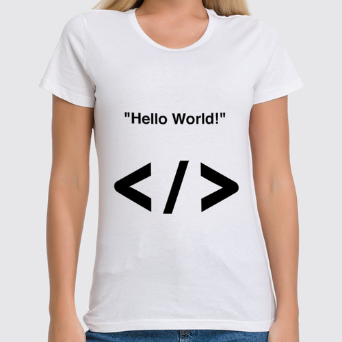 Заказать женскую футболку в Москве. Футболка классическая "Hello World!" от Nalivaev - готовые дизайны и нанесение принтов.