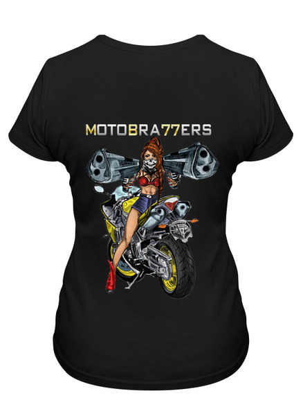 Заказать женскую футболку в Москве. Футболка классическая MotoBra77ers от anna_antonicuk@mail.ru - готовые дизайны и нанесение принтов.