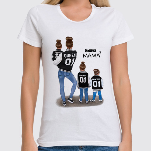 Заказать женскую футболку в Москве. Футболка классическая Mom#1 от @kristy_art_k  - готовые дизайны и нанесение принтов.