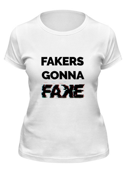 Заказать женскую футболку в Москве. Футболка классическая Fakers Gonna Fake (Taylor Swift - Shake It Off)  от kamal-creations - готовые дизайны и нанесение принтов.