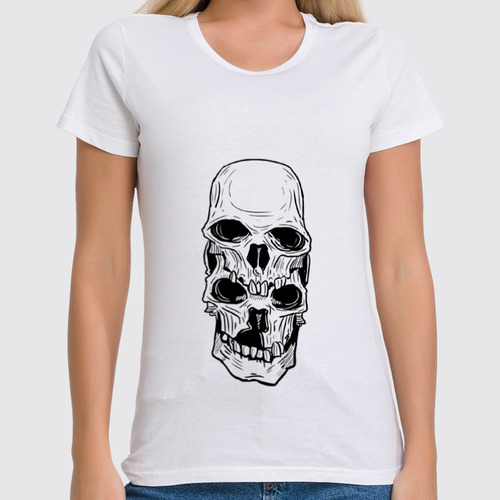 Заказать женскую футболку в Москве. Футболка классическая Skull от zen4@bk.ru - готовые дизайны и нанесение принтов.