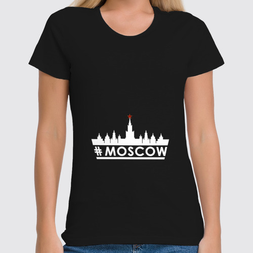 Заказать женскую футболку в Москве. Футболка классическая #MOSCOW.  от muzaka101 - готовые дизайны и нанесение принтов.