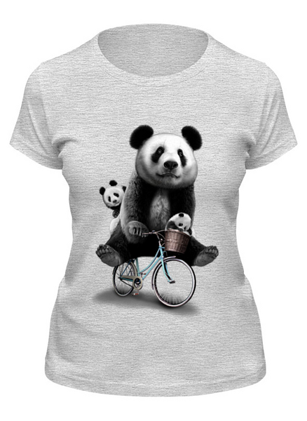Заказать женскую футболку в Москве. Футболка классическая Панда на велосипеде от Xieros - готовые дизайны и нанесение принтов.
