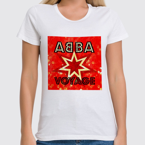 Заказать женскую футболку в Москве. Футболка классическая ABBA Voyage от Анастасия Лаш - готовые дизайны и нанесение принтов.