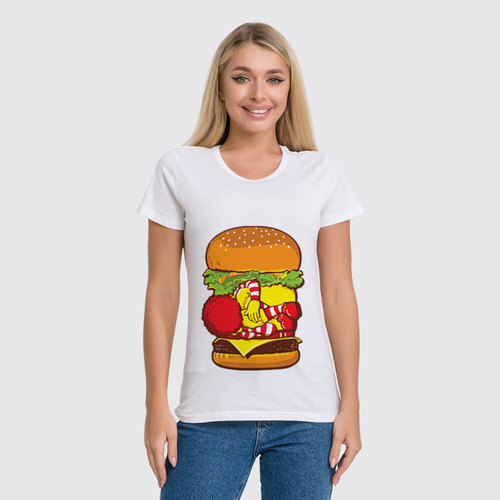 Заказать женскую футболку в Москве. Футболка классическая Чизбургер  от fanart - готовые дизайны и нанесение принтов.