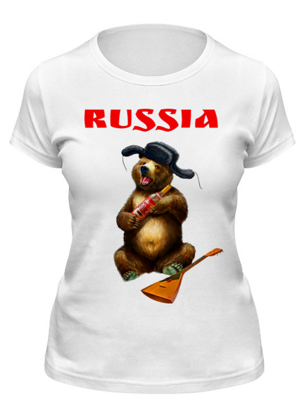 Заказать женскую футболку в Москве. Футболка классическая Русский медведь  от T-shirt print  - готовые дизайны и нанесение принтов.