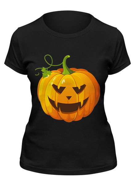 Заказать женскую футболку в Москве. Футболка классическая Хеллоуин- тыква от queen  - готовые дизайны и нанесение принтов.
