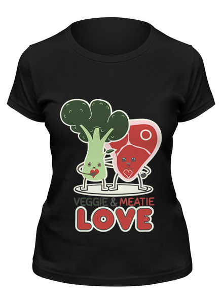 Заказать женскую футболку в Москве. Футболка классическая Овощно-мясная любовь от skynatural - готовые дизайны и нанесение принтов.